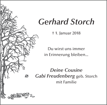 Traueranzeige von Gerhard Storch 