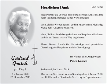 Traueranzeige von Gertrud Grösch 