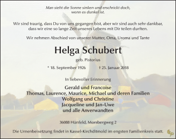 Traueranzeige von Helga Schubert 