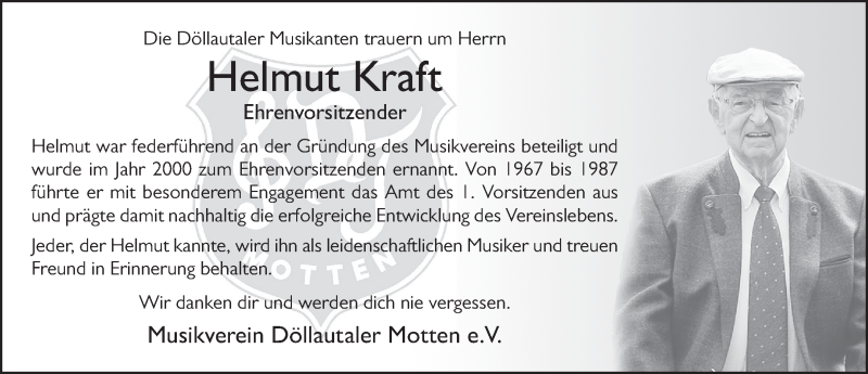  Traueranzeige für Helmut Kraft vom 04.01.2018 aus 