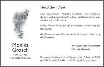Traueranzeige von Monika Grosch 