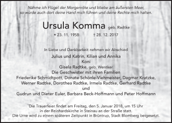 Traueranzeige von Ursula Komma 