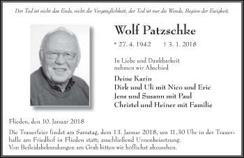 Traueranzeige von Wolf Patzschke 