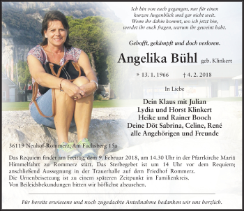 Traueranzeige von Angelika Bühl 