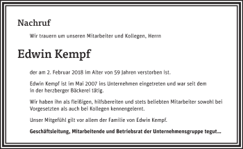 Traueranzeige von Edwin Kempf 