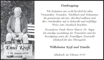 Traueranzeige von Emil Kreß 