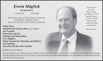 Traueranzeige von Erwin Müglich 