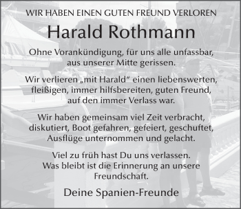 Traueranzeige von Harald Rothmann 