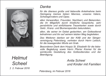 Traueranzeige von Helmut Scheel 