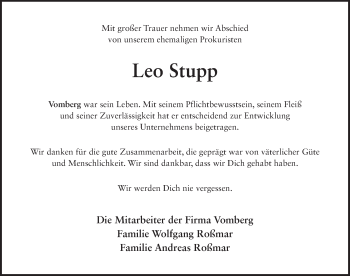 Traueranzeige von Leo Stupp 