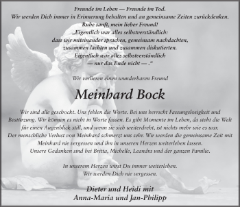 Traueranzeige von Meinhard Bock 