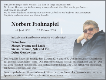 Traueranzeige von Norbert Frohnapfel 