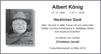 Traueranzeige von Albert König 