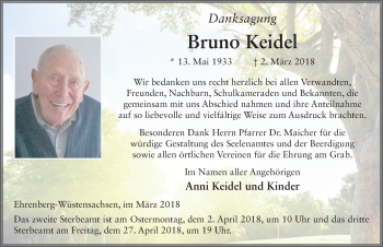 Traueranzeige von Bruno Keidel 