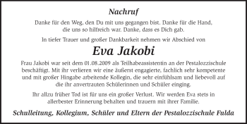 Traueranzeige von Eva Jakobi 