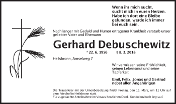 Traueranzeige von Gerhard Debuschewitz 