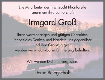 Traueranzeige von Irmgard Groß 