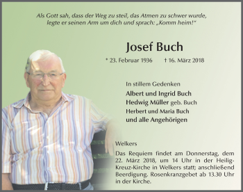 Traueranzeige von Josef Buch 