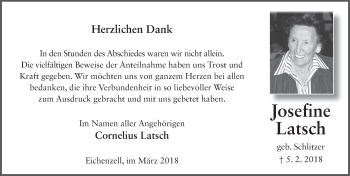 Traueranzeige von Josefine Latsch 