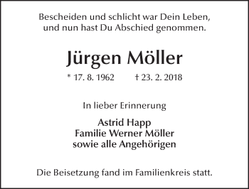 Traueranzeige von Jürgen Möller 