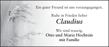 Traueranzeige von Wolfgang Groß 