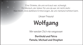 Traueranzeige von Wolfgang Hillenbrand 