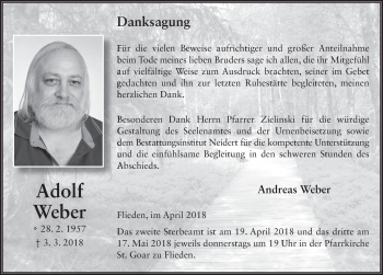 Traueranzeige von Adolf Weber 