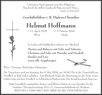 Traueranzeige von Helmut Hoffmann 