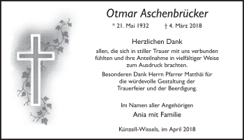 Traueranzeige von Otmar Aschenbrücker 