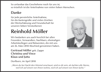 Traueranzeige von Reinhold Möller 