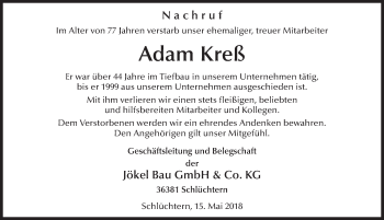 Traueranzeige von Adam Kreß 