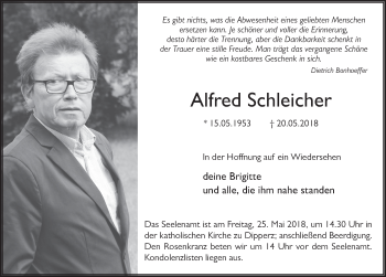 Traueranzeige von Alfred Schleicher 