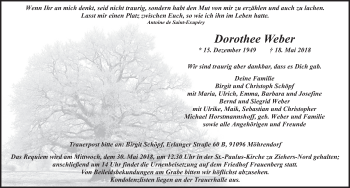 Traueranzeige von Dorothee Weber 