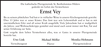 Traueranzeige von Ernst Vey 
