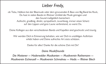 Traueranzeige von Fredy Drüschler 