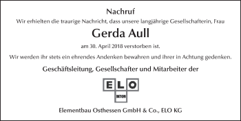 Traueranzeige von Gerda Aull 