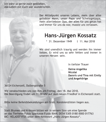 Traueranzeige von Hans-Jürgen Kossatz 