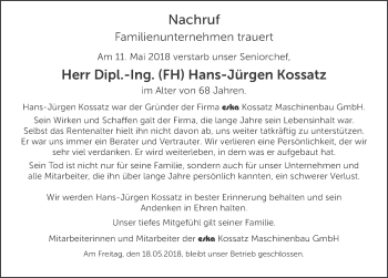 Traueranzeige von Hans-Jürgen Kossatz 