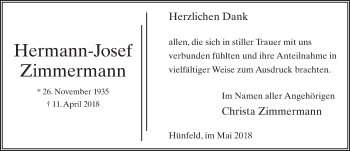 Traueranzeige von Hermann-Josef Zimmermann 