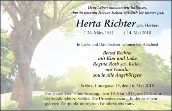 Traueranzeige von Herta Richter 