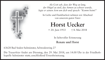 Traueranzeige von Horst Uecker 