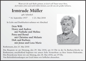 Traueranzeige von Irmtrude Müller 