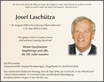 Traueranzeige von Josef Laschütza 
