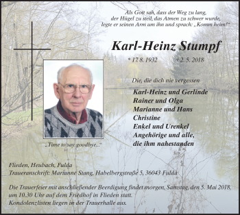 Traueranzeige von Karl-Heinz Stumpf 