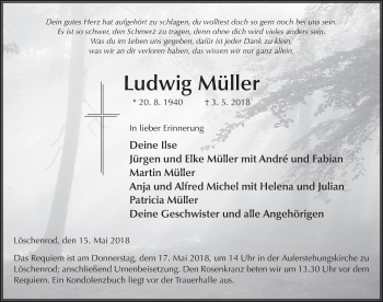 Traueranzeige von Ludwig Müller 
