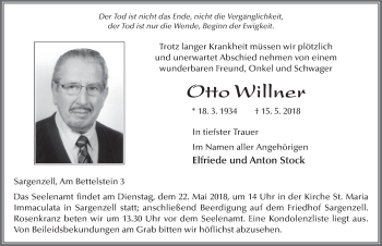 Traueranzeige von Otto Willner 