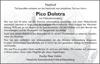 Traueranzeige von Pico Dolstra 