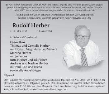 Traueranzeige von Rudolf Herber 