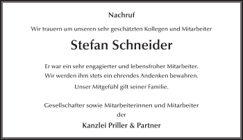 Traueranzeige von Stefan Schneider 