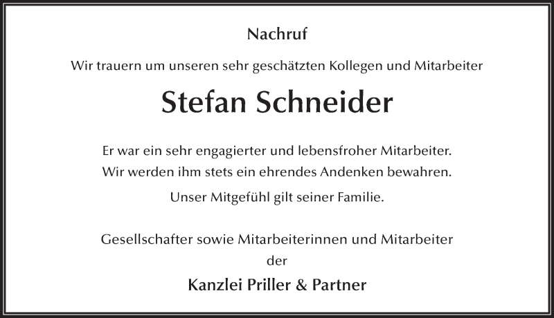  Traueranzeige für Stefan Schneider vom 12.05.2018 aus 